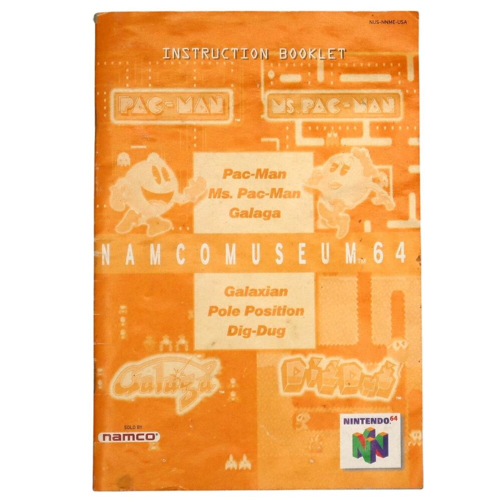 Namco Museum Pac Man Ms Pac-Man Galaga Dig Dug Nintendo 64 N64 Instruction Book